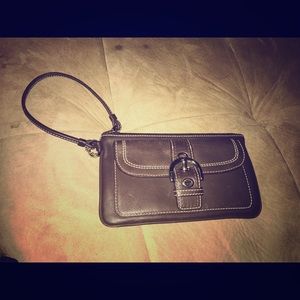 Brown Leather Coach Wristlet